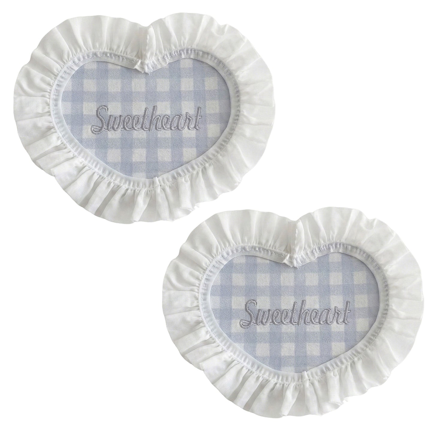 2-PC Heart Shaped Fabric Coaster with Ruffle Trim Table Protector