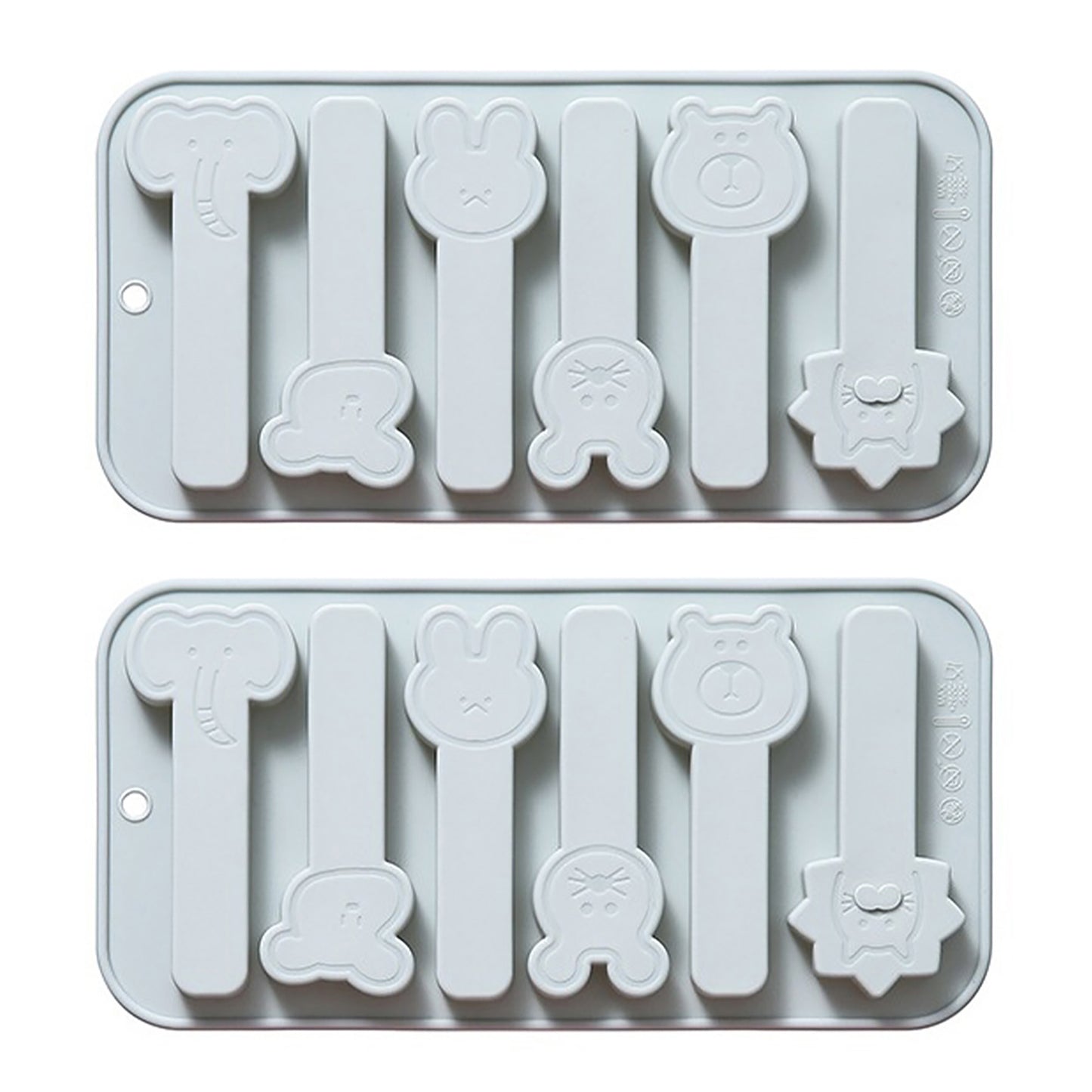 2-Piece Animal Popsicle Silicone Baking Mold Set Nonstick Flexible Ice Pop Dessert Mold