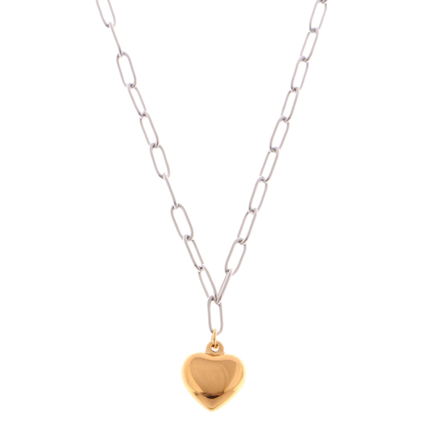 Two-Tone Circle and Cross Pendant Necklace with Snake Chain