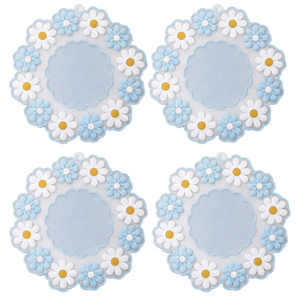 4-PC Daisy Floral Silicone Trivet Heat Resistant Non Slip Kitchen Pot Holder