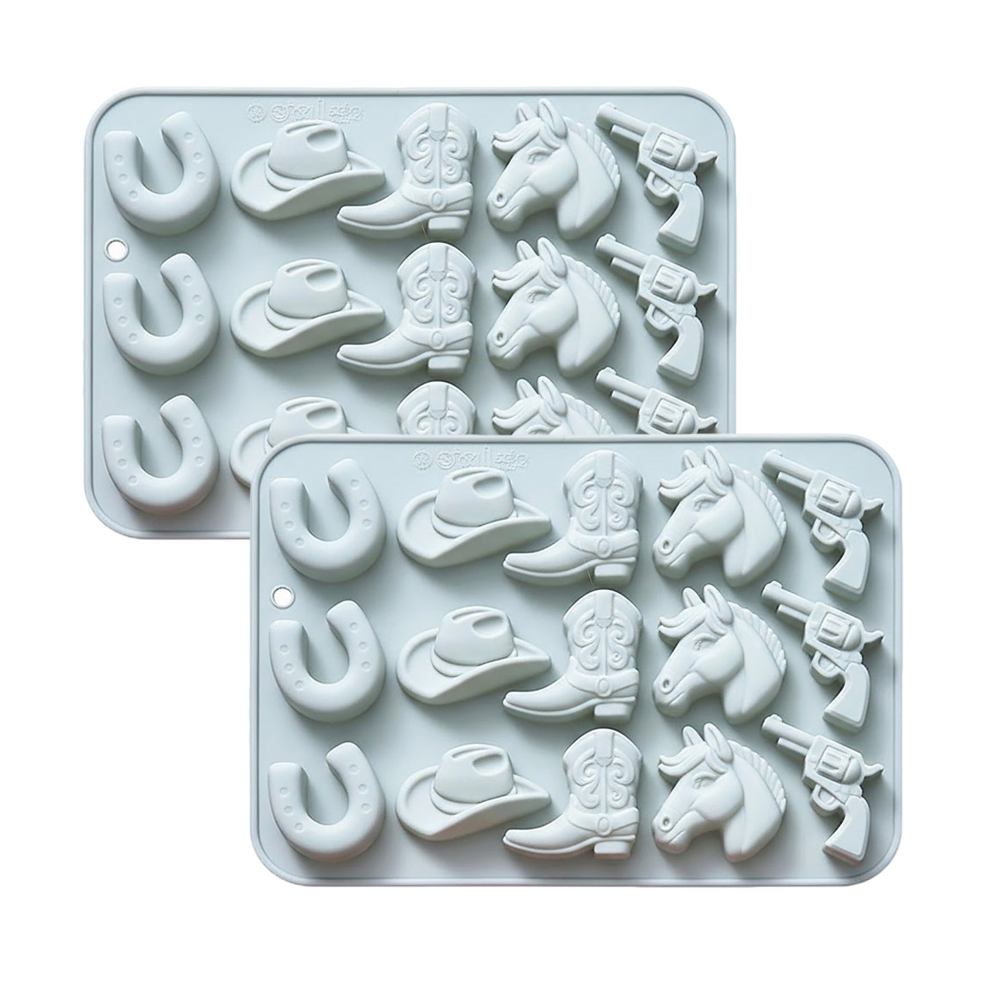 2-Piece Western Silicone Baking Mold Set Nonstick Flexible Chocolate Candy Dessert Mold