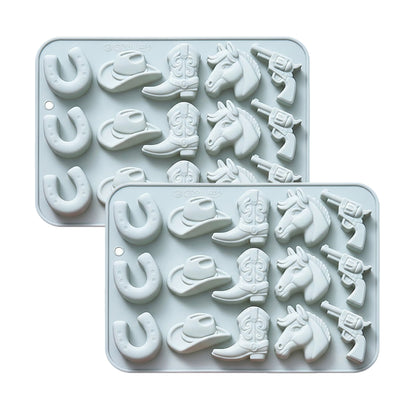 2-Piece Western Silicone Baking Mold Set Nonstick Flexible Chocolate Candy Dessert Mold