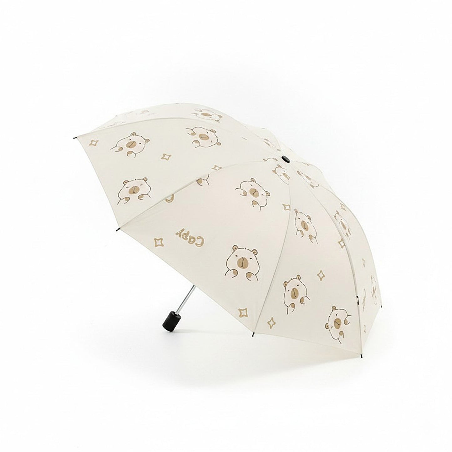 Bear Print Compact Folding Umbrella with Automatic Open and Matching Storage Sleeve