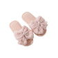 Plush Slide House Slippers with Valentine Ruffled Bow Detail and Cushioned Footbed