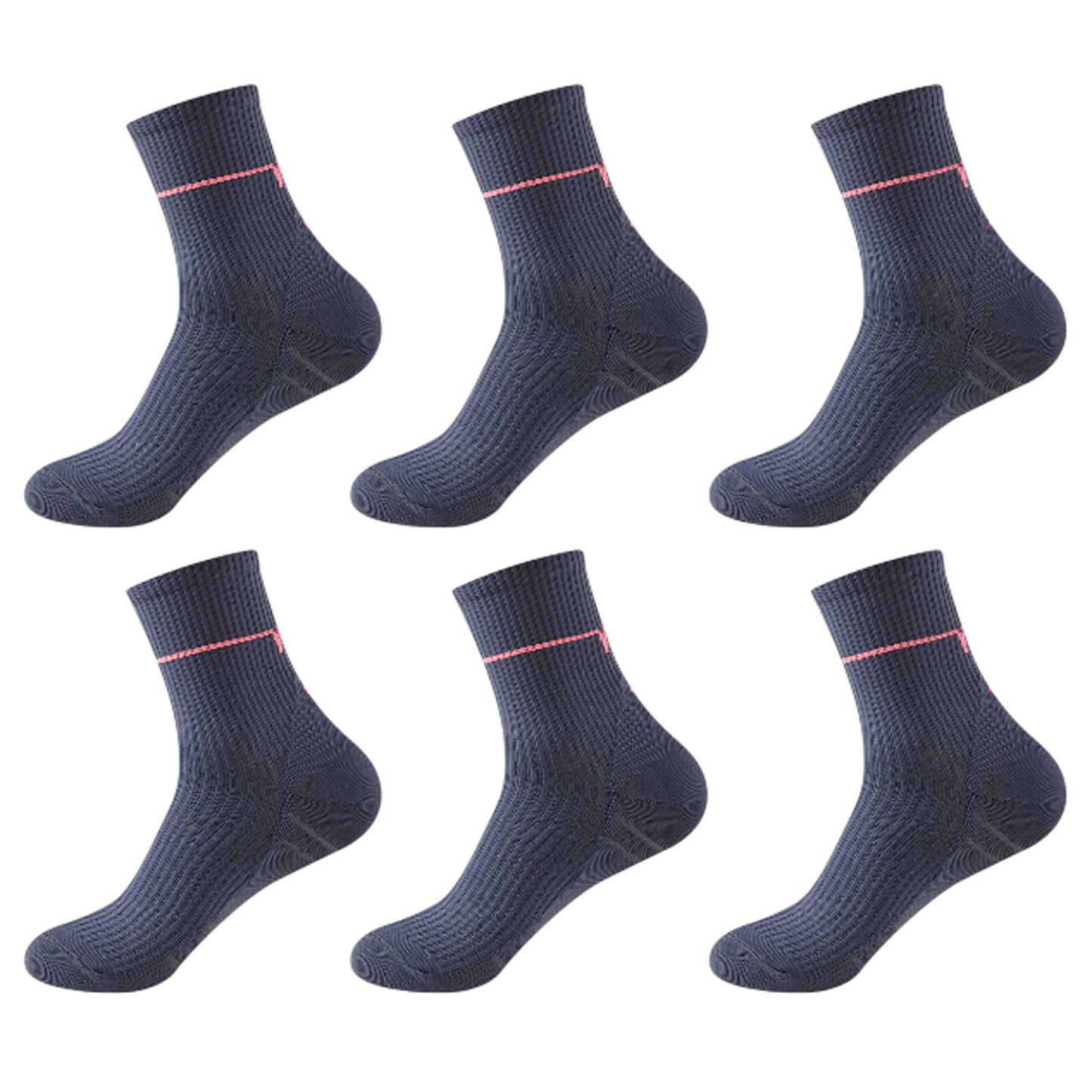 6pk Professional Athletic Socks - Ankle-Length Sports Socks with Elastic Cuff & Reinforced Design for Running & Gym