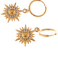 Gold Tone Sunburst Dangle Earrings with Rhinestone Accents