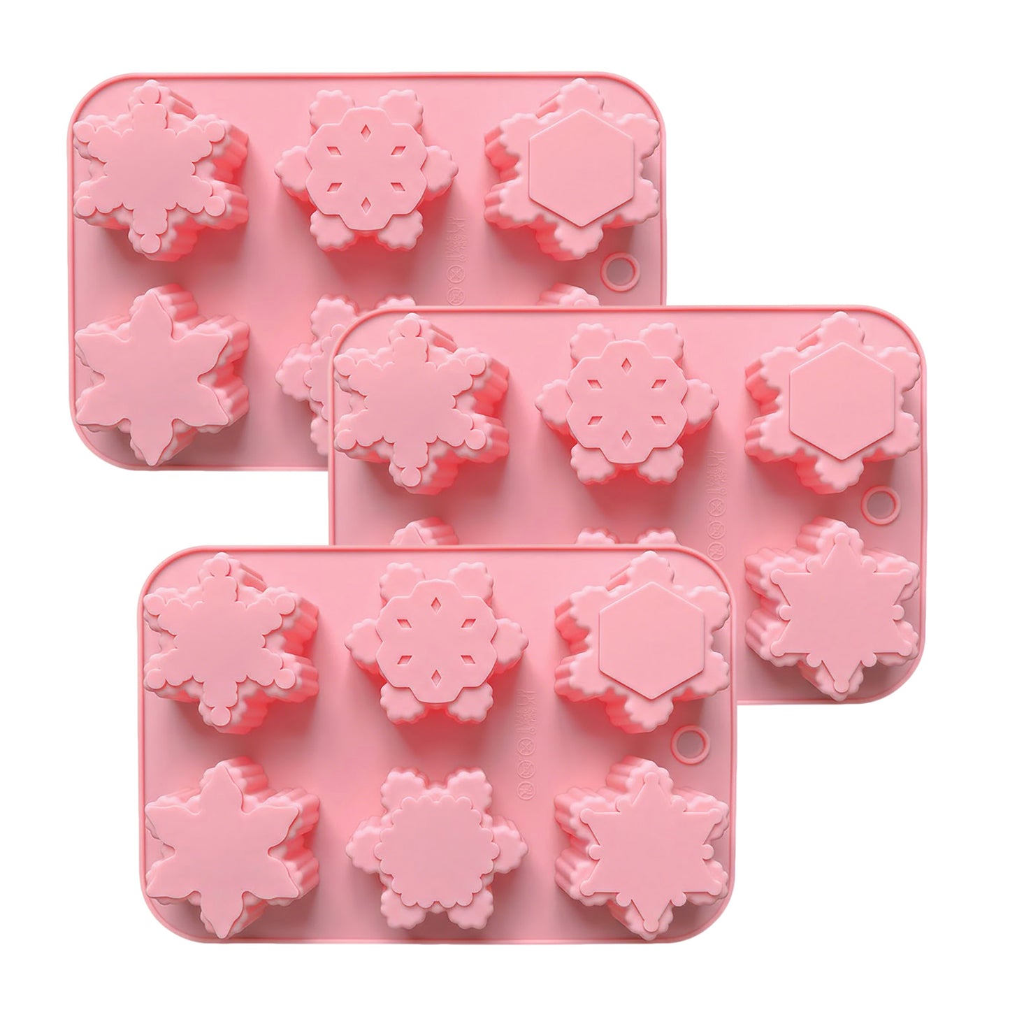 3-Piece Snowflake Silicone Baking Mold Set Winter Shape Cake Chocolate Candy Soap Mold