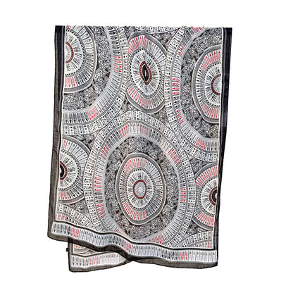 Lightweight Printed Scarf with Intricate Circular Pattern and Soft Draping Design for Stylish Everyday Layering 33.5x71in