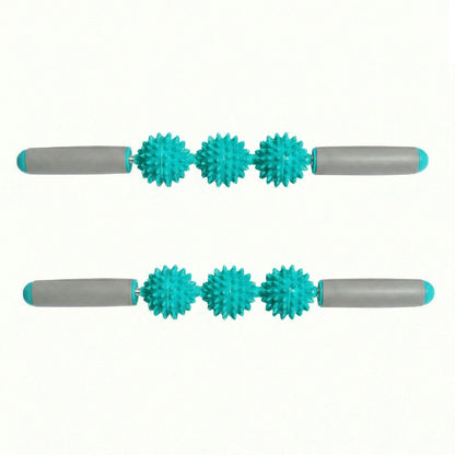 2-PC Handheld Massage Roller with Textured Therapy Balls for Deep Tissue Relief