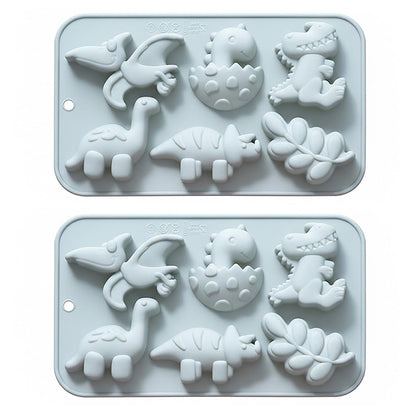 2-Piece Dinosaur Silicone Baking Mold Set Nonstick Flexible Chocolate Candy Dessert Mold