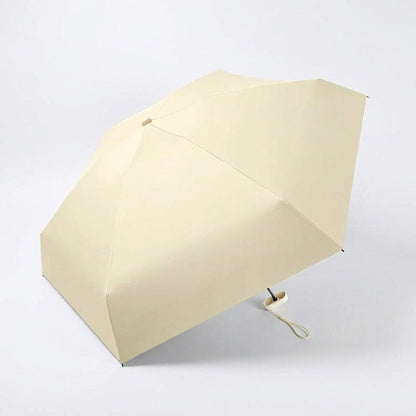 Compact Folding Umbrella with Solid Canopy Wind Resistant Frame Automatic Open and Wrist Strap
