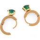 Gold Hoop Earrings with Green Heart Shaped Crystal Stud
