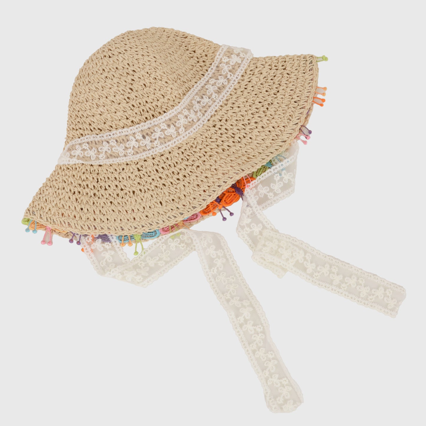 Colorful Butterfly - Embellished Straw Sun Hat