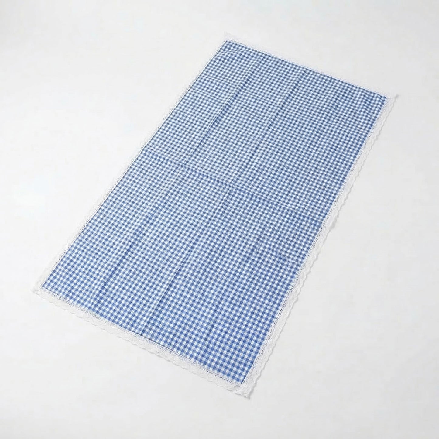Gingham Picnic Blanket Outdoor Picnic Mat with Lace Trim for Park Beach Camping