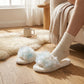 Plush Indoor Slide Slippers with Floral Mesh Detail