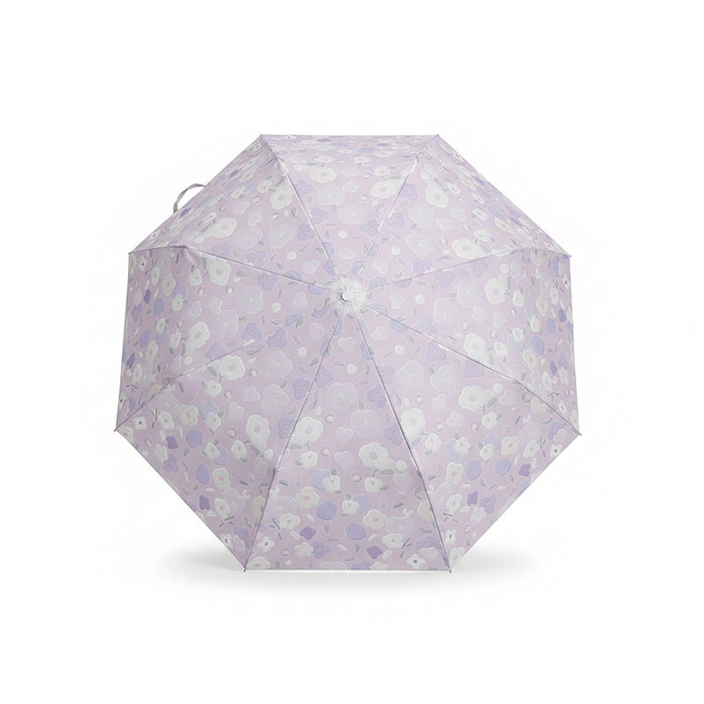 Lavender Floral Print Compact Foldable Umbrella