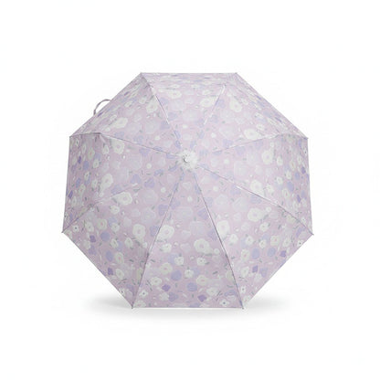 Lavender Floral Print Compact Foldable Umbrella