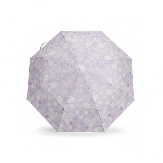 Lavender Floral Print Compact Foldable Umbrella