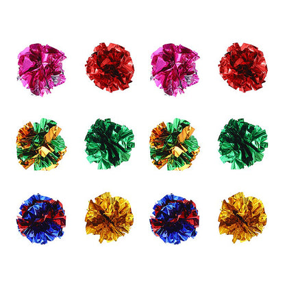 Crinkle Cat Toy Balls 12 Pack Interactive Foil Cat Toys Lightweight Indoor Cat Play Balls