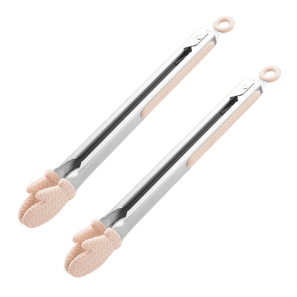 Stainless Steel Kitchen Tongs with Silicone Tips Non Slip Serving Utensil Set 2 Piece