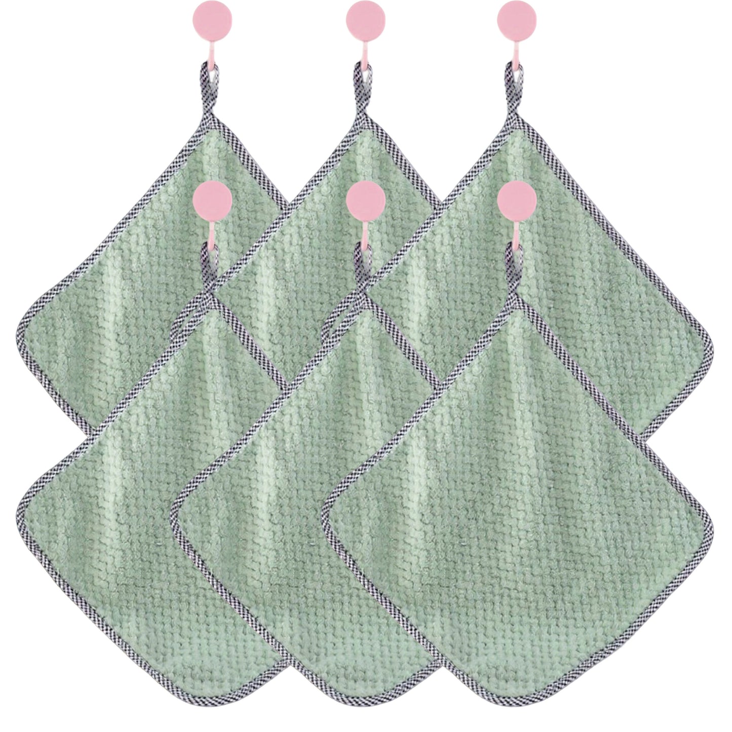 Textured Cleaning Dishcloths 6 Pack Reusable Absorbent Hanging Loop Design