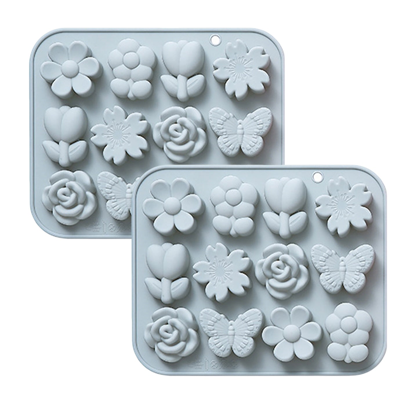 2-Piece Silicone Flower and Butterfly Baking Mold Set Nonstick Flexible Candy Chocolate Mold