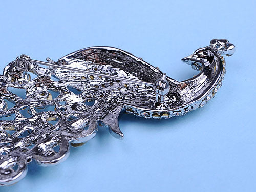 Antique Shine Rainbow Peacock Bird Brooch Pin