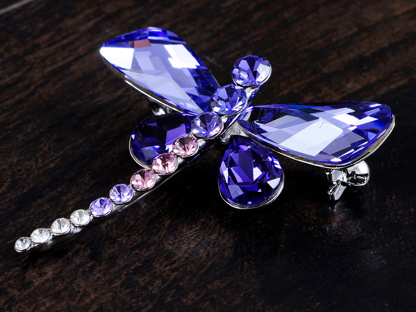 Crystal Shine Amethyst Dragonfly Bug Brooch Pin