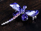 Crystal Shine Amethyst Dragonfly Bug Brooch Pin