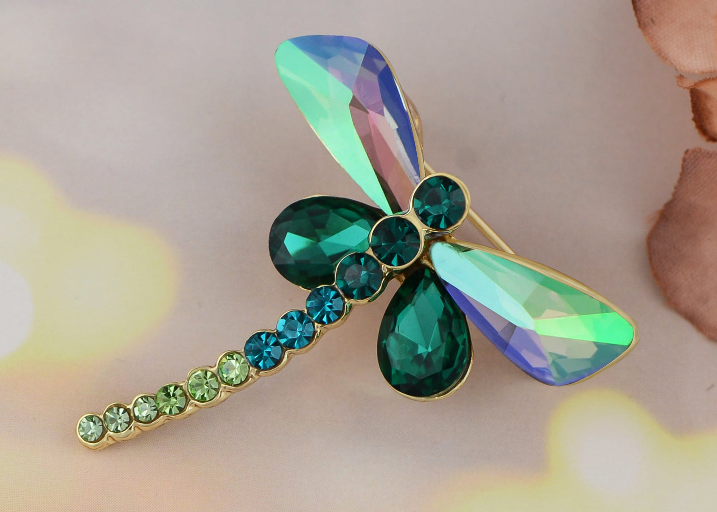 Crystal Shine Amethyst Dragonfly Bug Brooch Pin