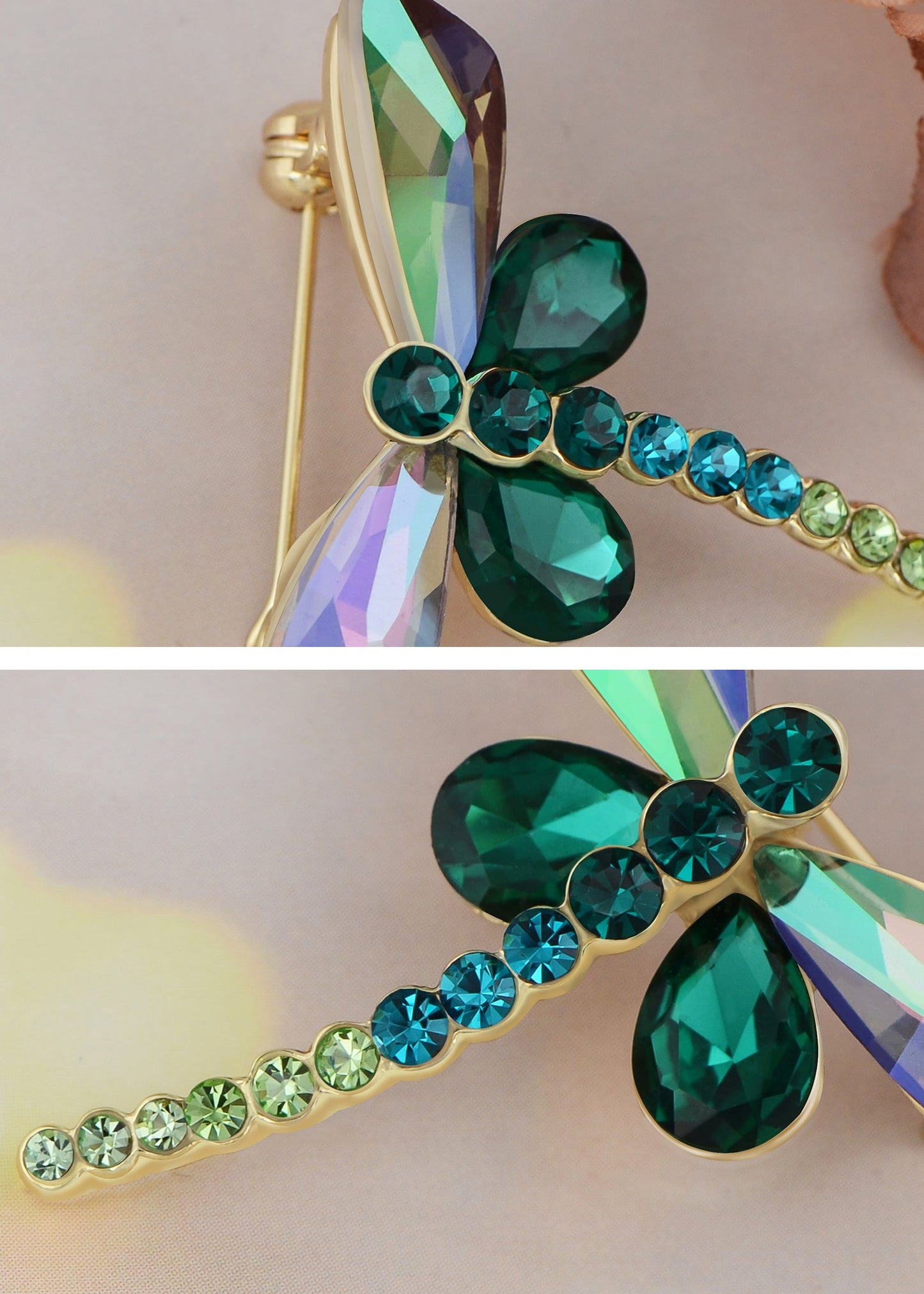 Crystal Shine Amethyst Dragonfly Bug Brooch Pin