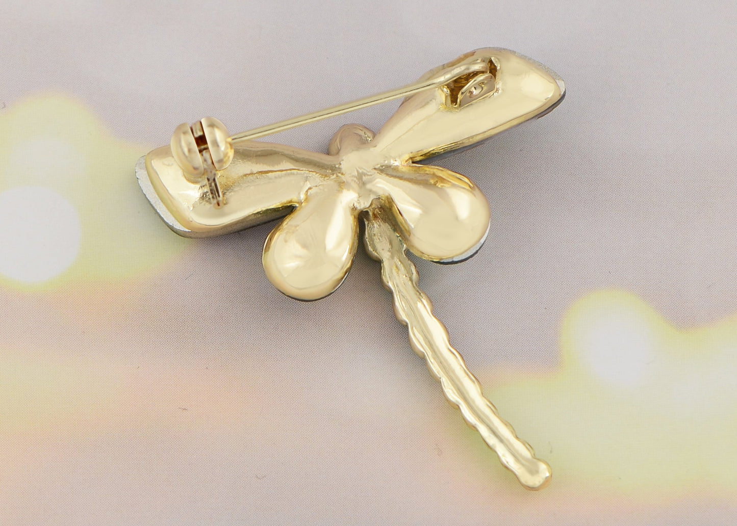 Crystal Shine Amethyst Dragonfly Bug Brooch Pin