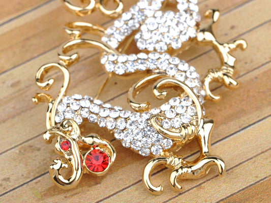 Red Eye Chinese Dragon Brooch Pin