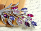 Swarovski Crystal Rose Floral Bunch of Brances Silvery Brooch