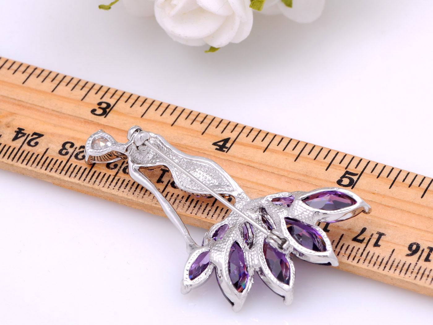 Swarovski Crystal Purple Girl Ballet Dancer Ball Gown Dress Brooch Pin