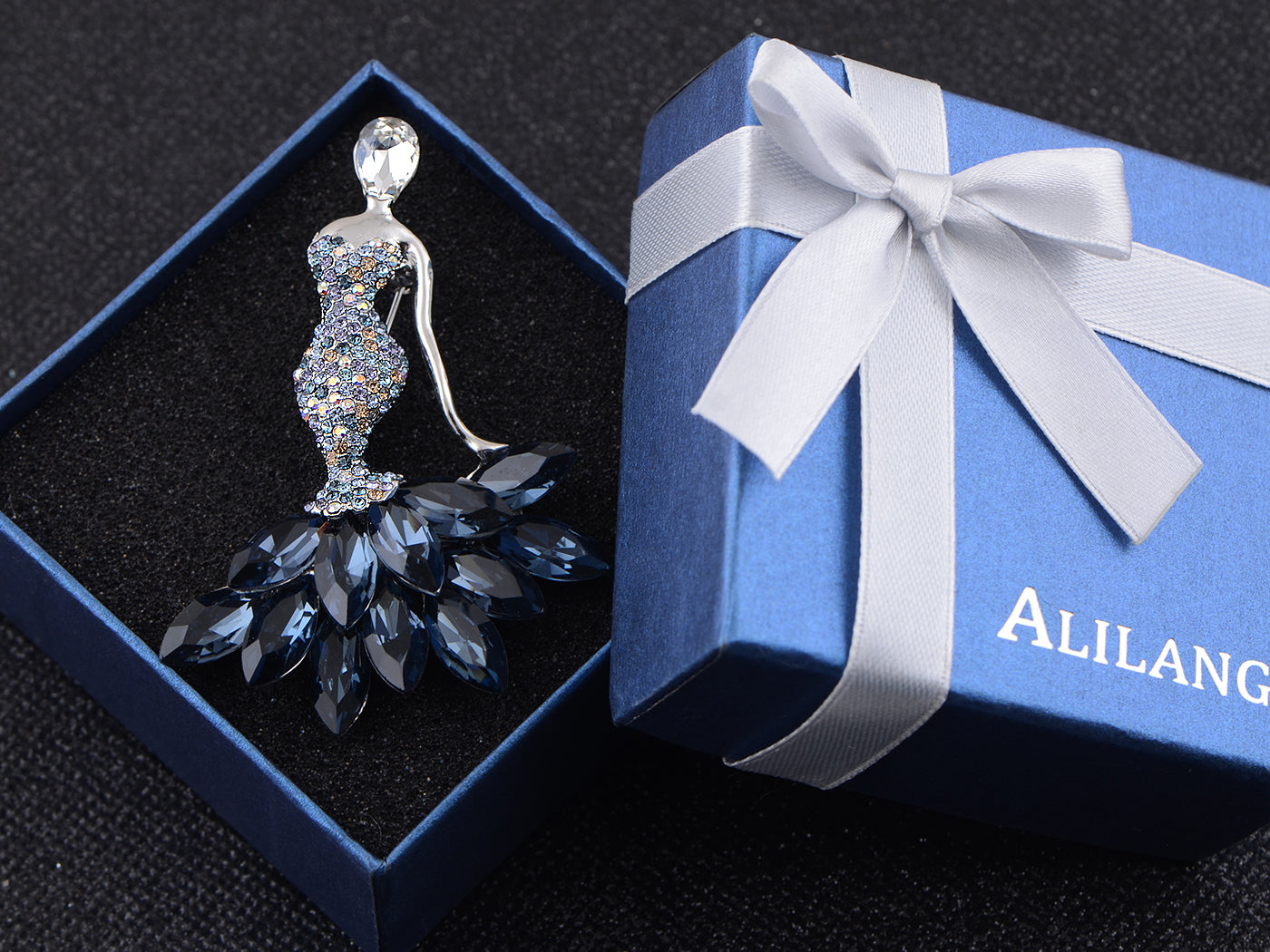 Swarovski Crystal Purple Girl Ballet Dancer Ball Gown Dress Brooch Pin