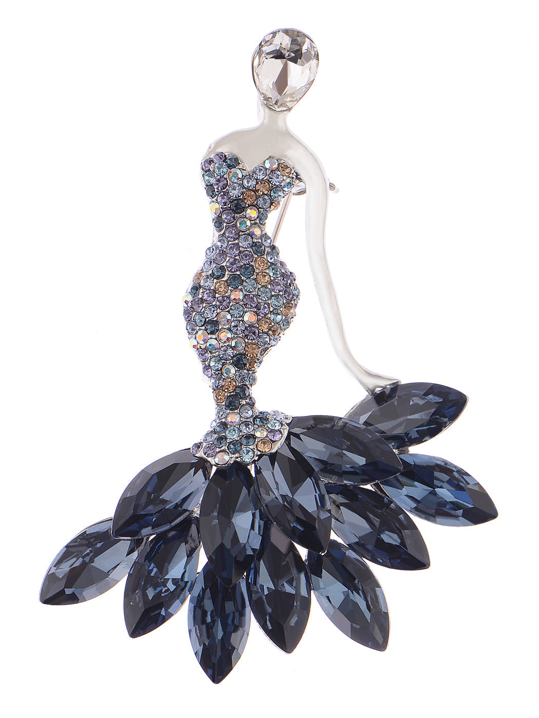 Swarovski Crystal Purple Girl Ballet Dancer Ball Gown Dress Brooch Pin