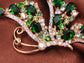 Swarovski Crystal Emerald Green Element Side Flying Butterfly Brooch Pin