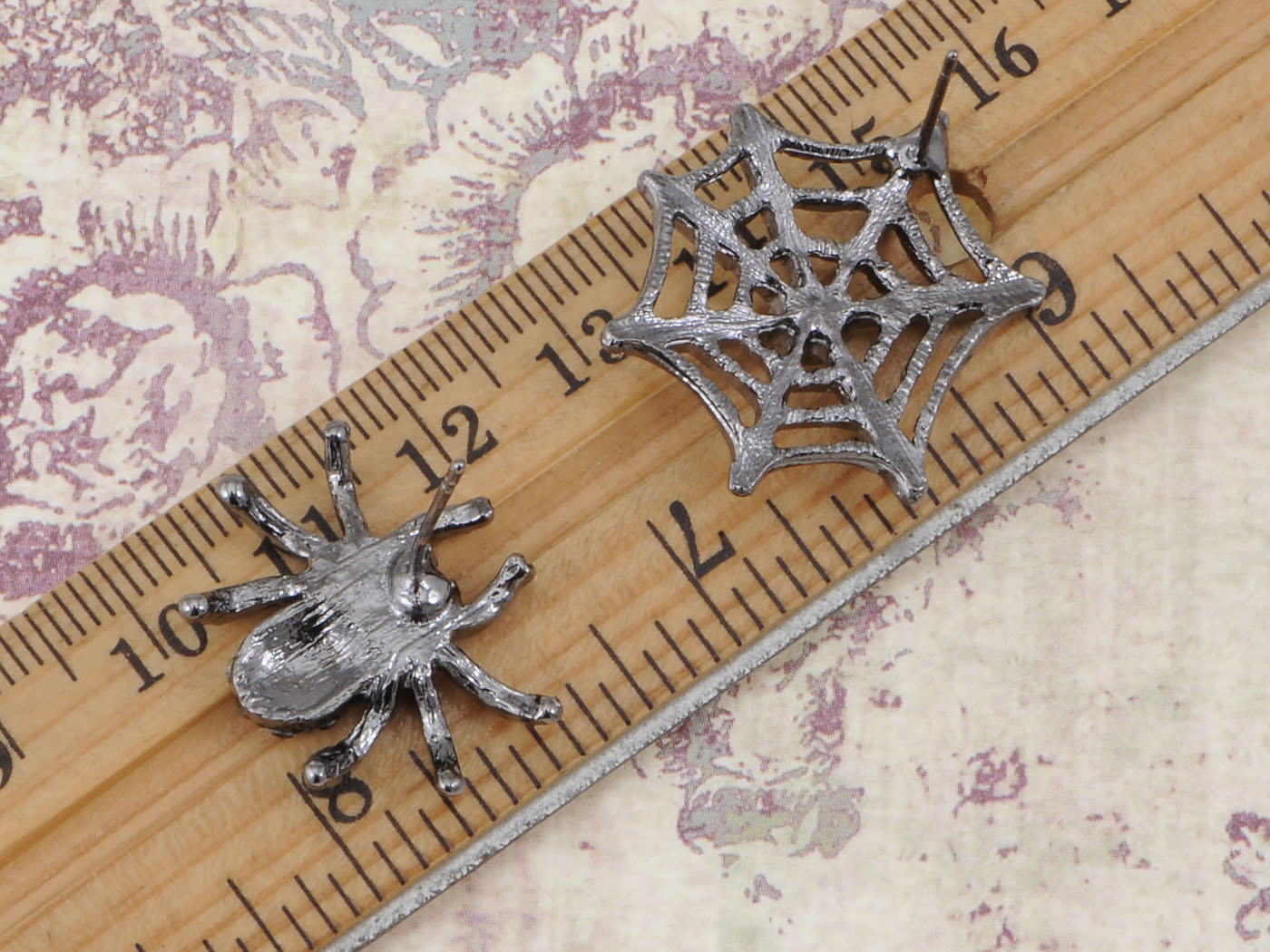 Gun Spider Web Blue Earrings Halloween
