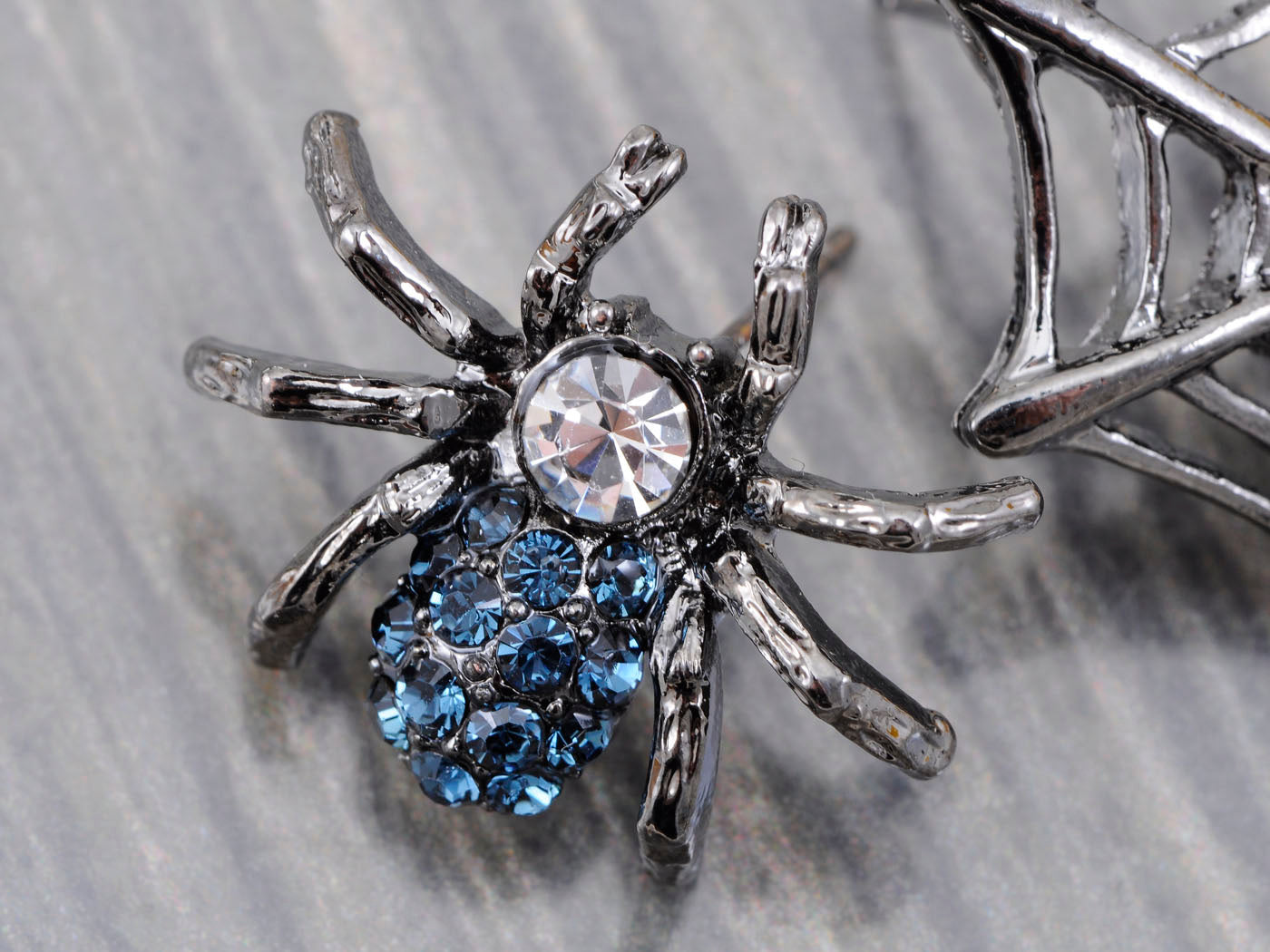 Gun Spider Web Blue Earrings Halloween