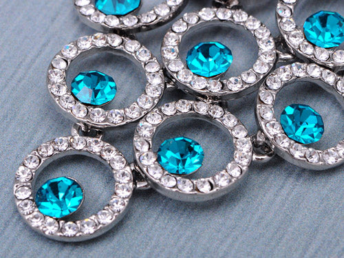 Swarovski Crystal Element Aqua Blue Colored Circle Grape Dangle Earrings