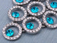 Swarovski Crystal Element Aqua Blue Colored Circle Grape Dangle Earrings