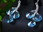 Swarovski Crystal Element Silver Blue Teardrop Vine Fish Hook Dangle Earrings