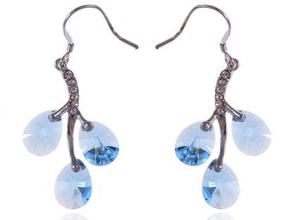 Swarovski Crystal Element Silver Blue Teardrop Vine Fish Hook Dangle Earrings