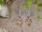 Swarovski Crystal Element Silver Pointy Heart Spade Gems Dangle Earrings