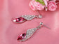 Swarovski Crystal Hot Pink Shell Wrap Dangle Drop Earrings