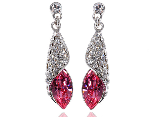 Swarovski Crystal Hot Pink Shell Wrap Dangle Drop Earrings