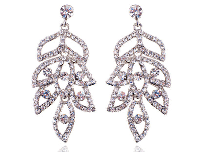 Swarovski Crystal Shine Leaf Dangle Drop Earrings