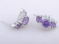Element Silver Purple Floral Time Watch Band Stud Earrings