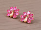 Swarovski Crystal Hot Fuchsia Pink Teardrop Peacock Stud Post Earrings